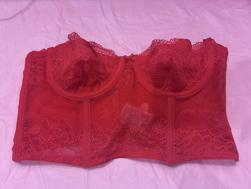 Cotton bra red lace - cotton,