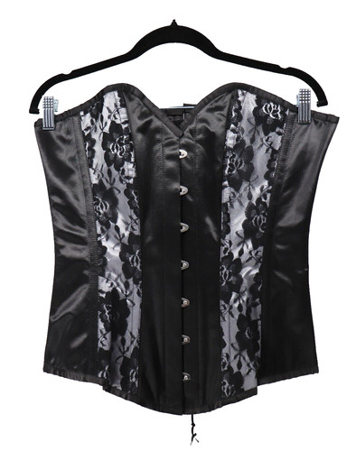 Black satin lace - black,